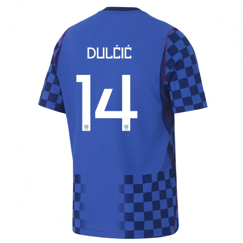 Danxen Niño Camiseta Croacia Antonia Dulcic #14 Azul Marino Rojo 2ª Equipación 26-28 La Camisa