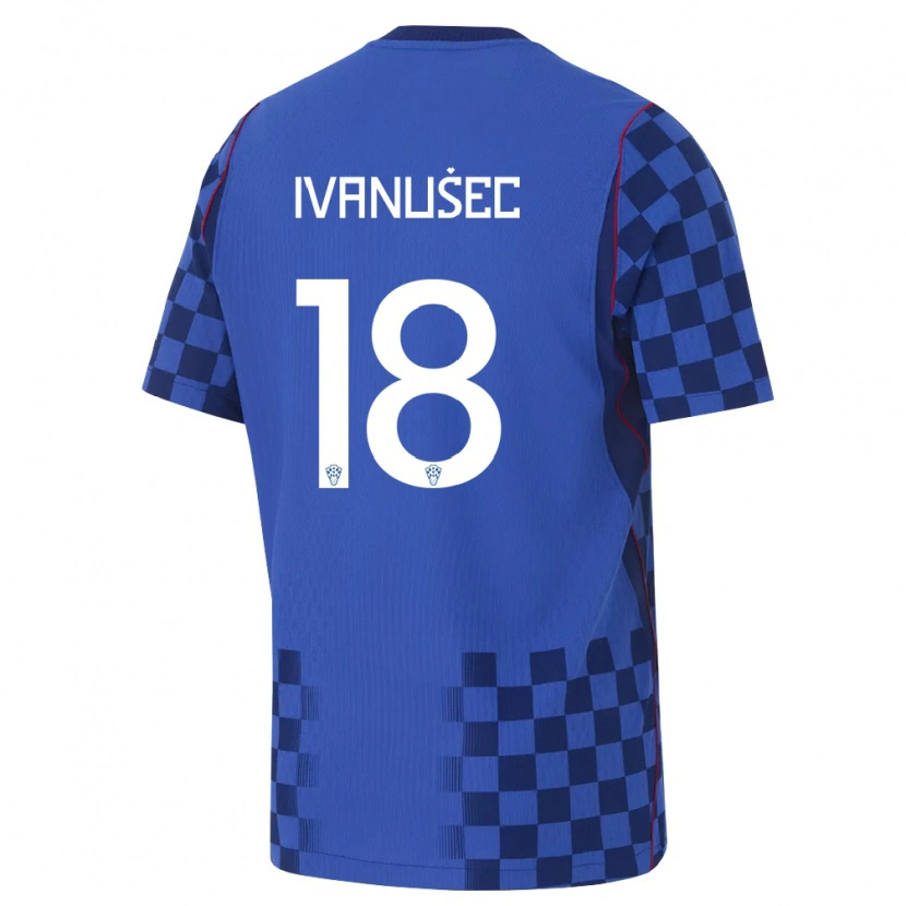 Danxen Niño Camiseta Croacia Luka Ivanusec #18 Azul Marino Rojo 2ª Equipación 26-28 La Camisa