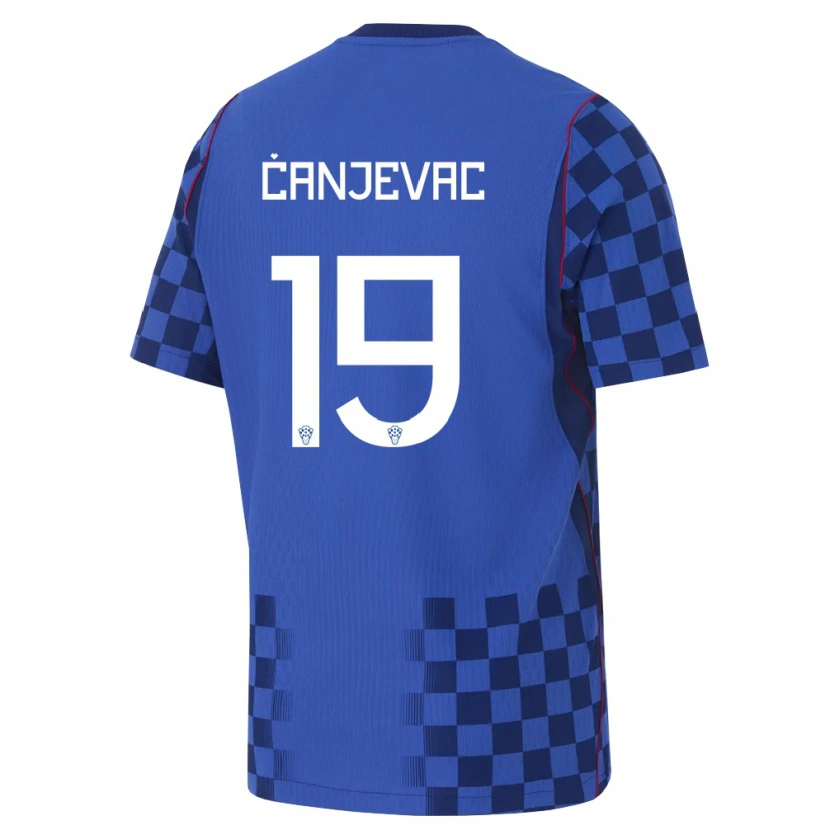 Danxen Niño Camiseta Croacia Janja Canjevac #19 Azul Marino Rojo 2ª Equipación 26-28 La Camisa