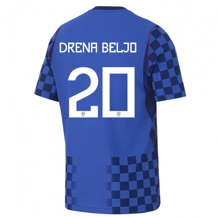 Danxen Niño Camiseta Croacia Dion Drena Beljo #20 Azul Marino Rojo 2ª Equipación 26-28 La Camisa