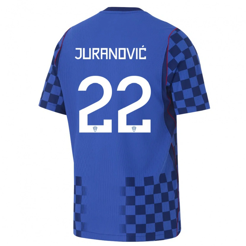 Danxen Niño Camiseta Croacia Josip Juranovic #22 Azul Marino Rojo 2ª Equipación 26-28 La Camisa