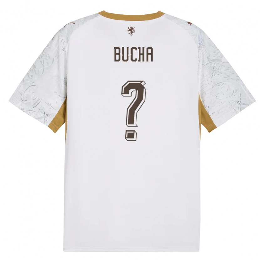 Danxen Niño Camiseta Chequia Pavel Bucha #0 Marfil Oro Gris 2ª Equipación 26-28 La Camisa