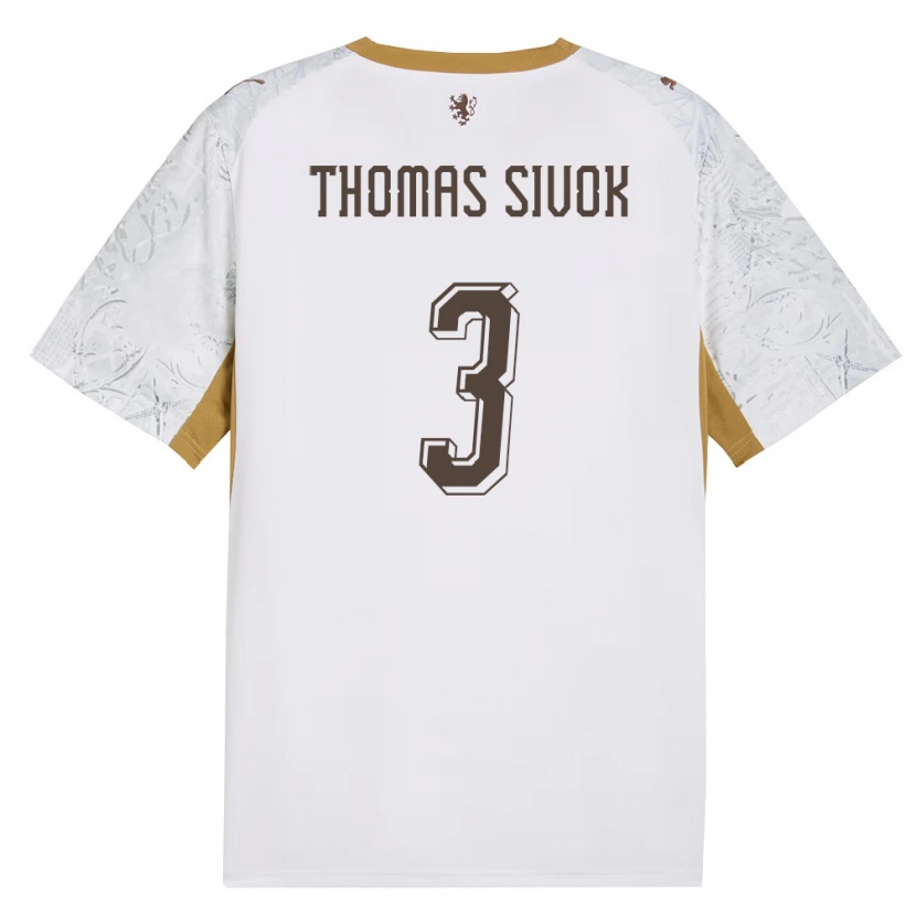 Danxen Niño Camiseta Chequia Andre Thomas Sivok #3 Marfil Oro Gris 2ª Equipación 26-28 La Camisa