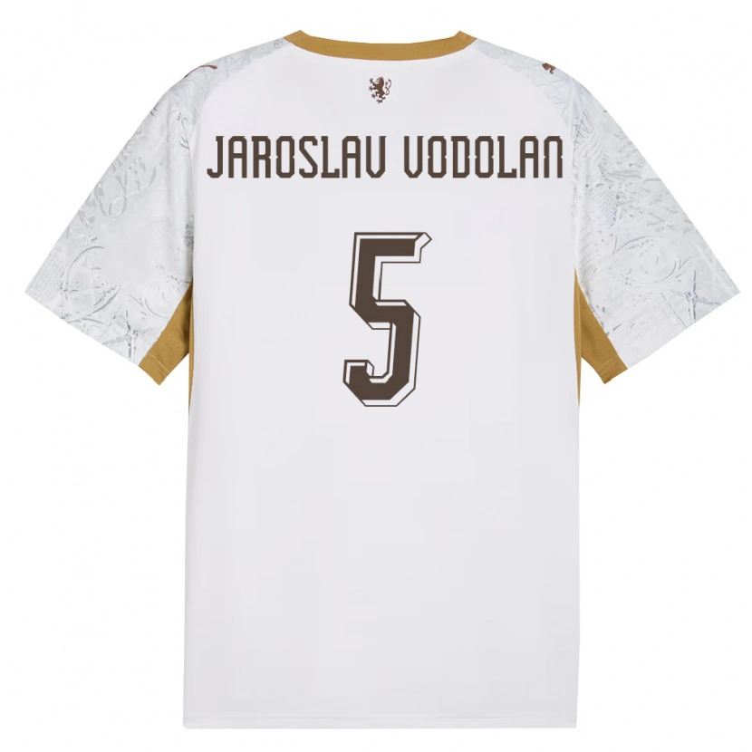 Danxen Niño Camiseta Chequia Stepan Jaroslav Vodolan #5 Marfil Oro Gris 2ª Equipación 26-28 La Camisa