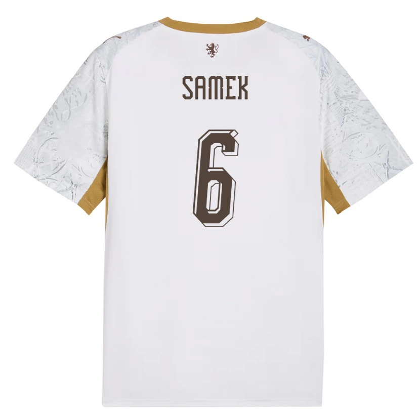 Danxen Niño Camiseta Chequia Daniel Samek #6 Marfil Oro Gris 2ª Equipación 26-28 La Camisa