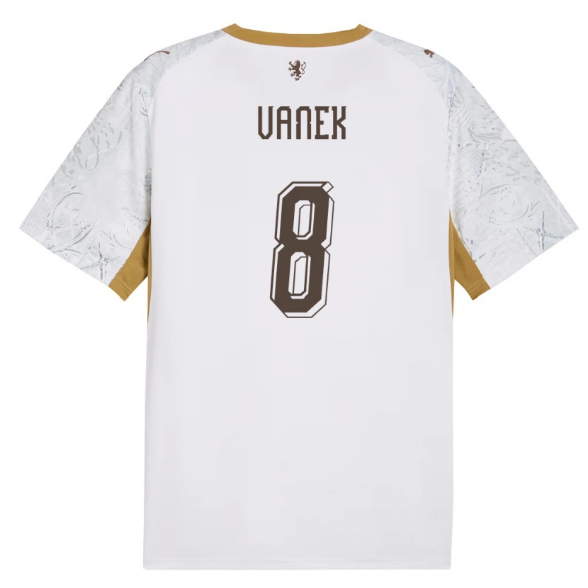 Danxen Niño Camiseta Chequia Lukas Vanek #8 Marfil Oro Gris 2ª Equipación 26-28 La Camisa