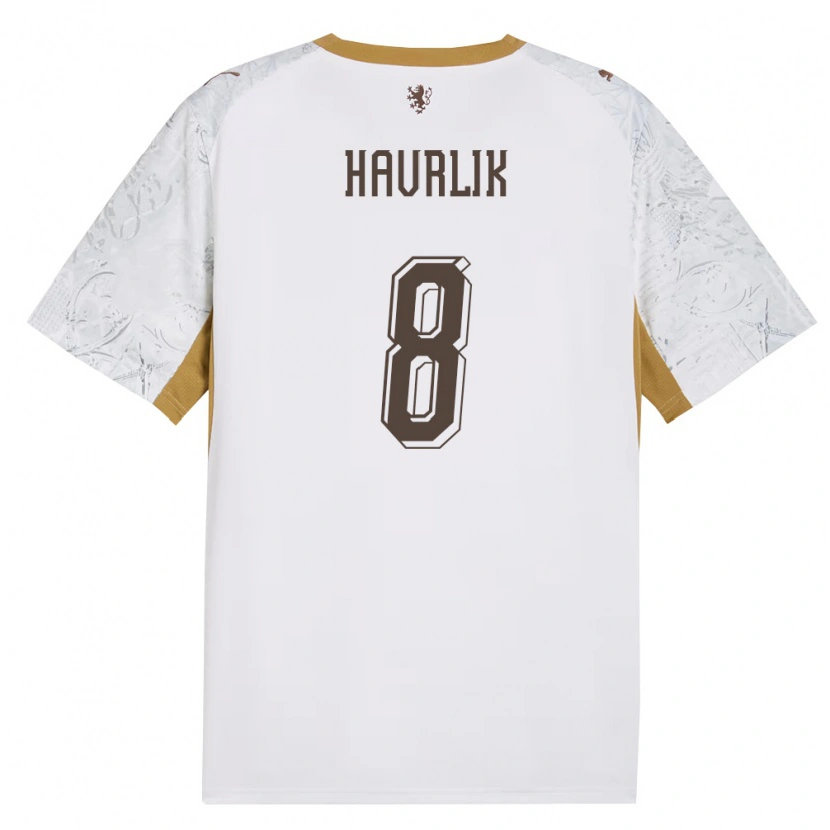 Danxen Niño Camiseta Chequia Lukas Havrlik #8 Marfil Oro Gris 2ª Equipación 26-28 La Camisa