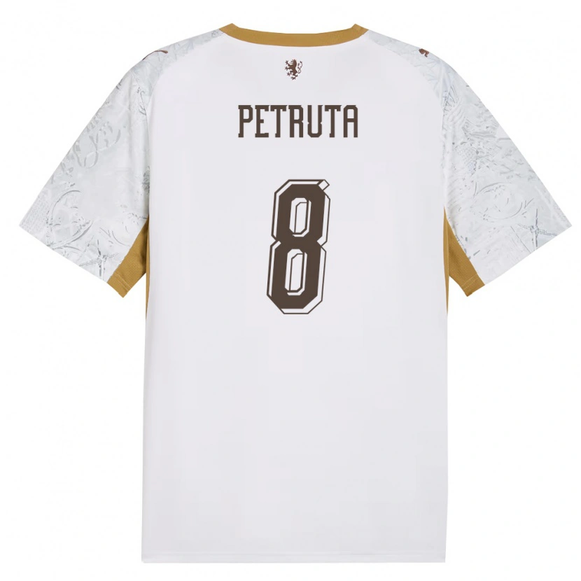 Danxen Niño Camiseta Chequia Stanislav Petruța #8 Marfil Oro Gris 2ª Equipación 26-28 La Camisa
