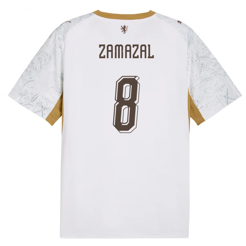 Danxen Niño Camiseta Chequia Denis Zamazal #8 Marfil Oro Gris 2ª Equipación 26-28 La Camisa