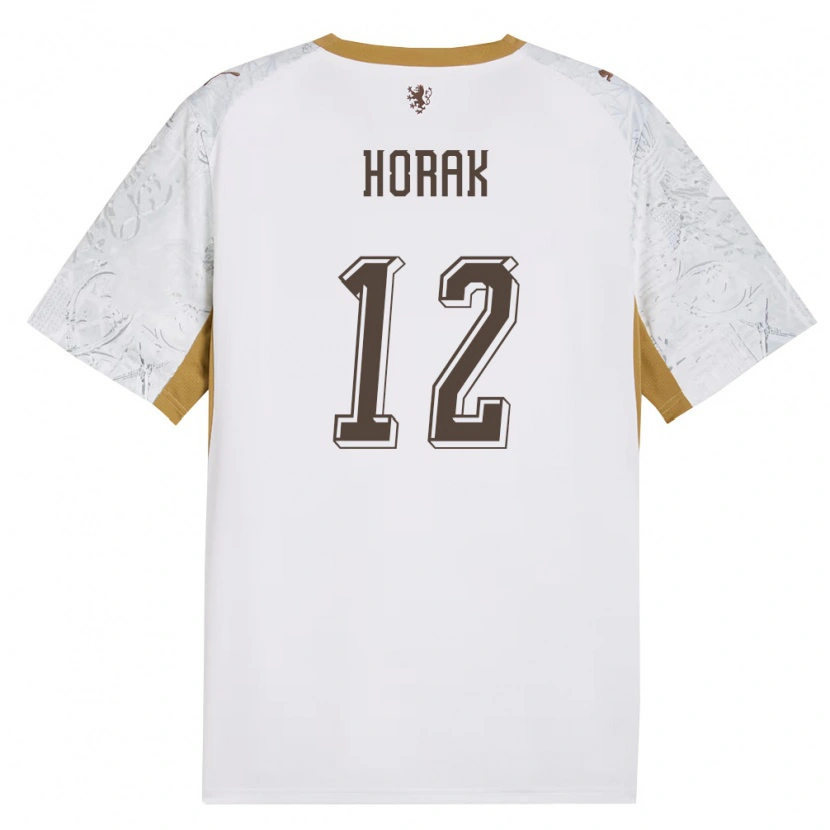 Danxen Niño Camiseta Chequia Jan Horak #12 Marfil Oro Gris 2ª Equipación 26-28 La Camisa