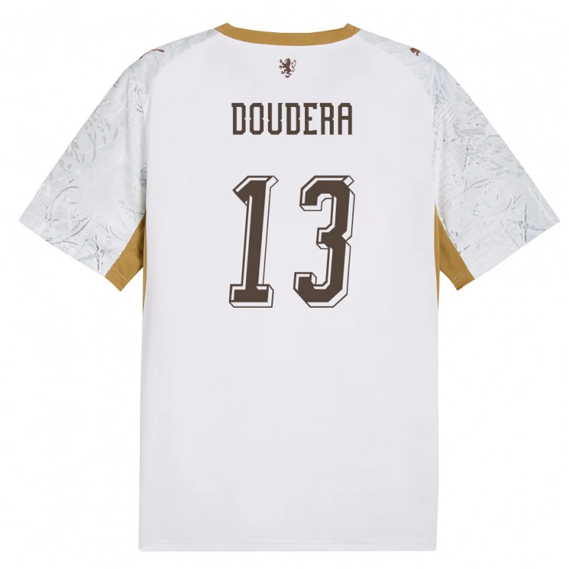 Danxen Niño Camiseta Chequia David Doudera #13 Marfil Oro Gris 2ª Equipación 26-28 La Camisa