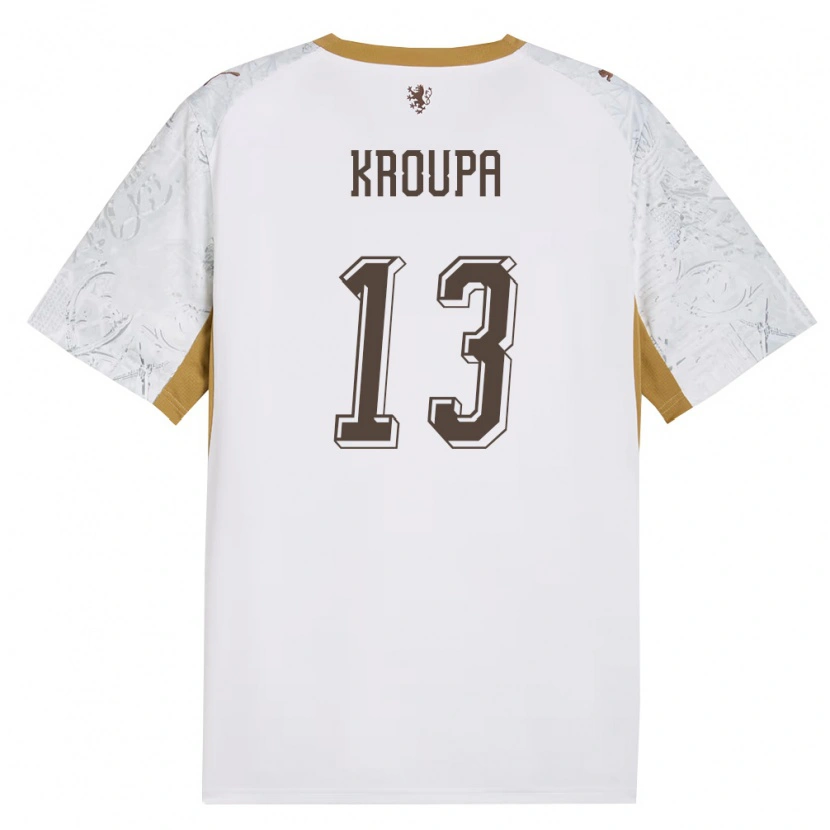 Danxen Niño Camiseta Chequia Michal Kroupa #13 Marfil Oro Gris 2ª Equipación 26-28 La Camisa