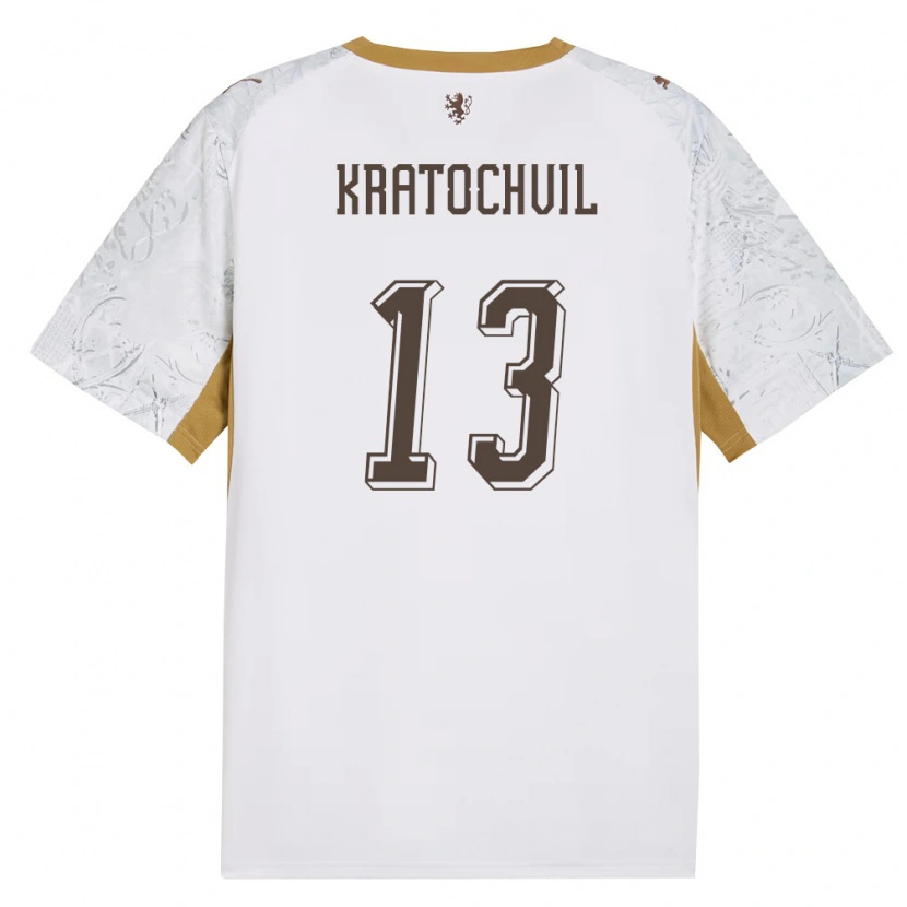 Danxen Niño Camiseta Chequia Jakub Kratochvil #13 Marfil Oro Gris 2ª Equipación 26-28 La Camisa