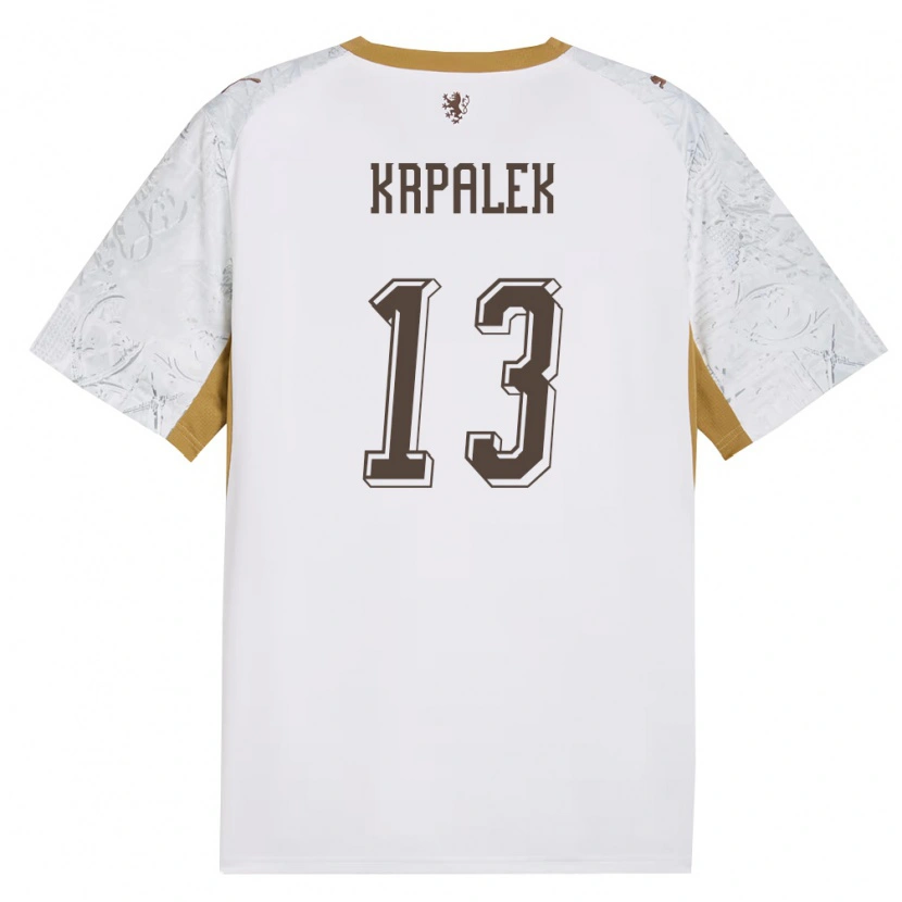 Danxen Niño Camiseta Chequia Dennis Krpalek #13 Marfil Oro Gris 2ª Equipación 26-28 La Camisa