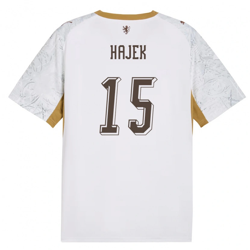 Danxen Niño Camiseta Chequia Jan Hajek #15 Marfil Oro Gris 2ª Equipación 26-28 La Camisa