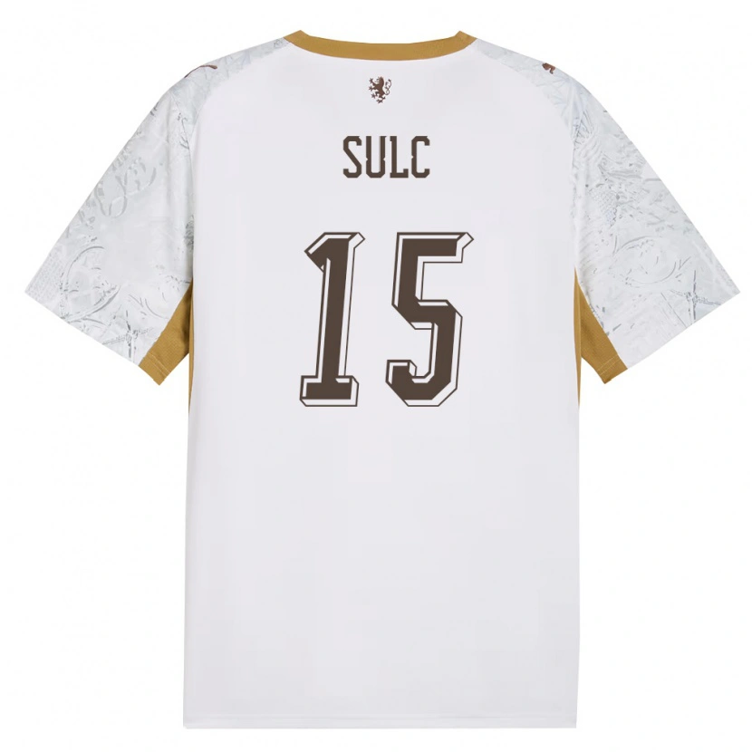 Danxen Niño Camiseta Chequia Pavel Sulc #15 Marfil Oro Gris 2ª Equipación 26-28 La Camisa