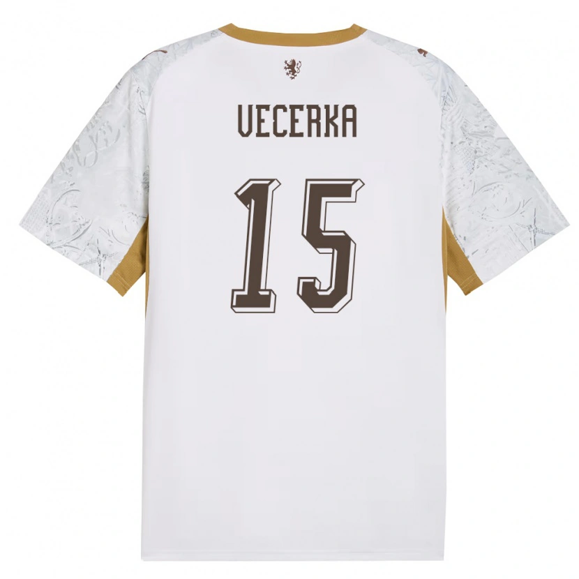 Danxen Niño Camiseta Chequia Dalibor Vecerka #15 Marfil Oro Gris 2ª Equipación 26-28 La Camisa