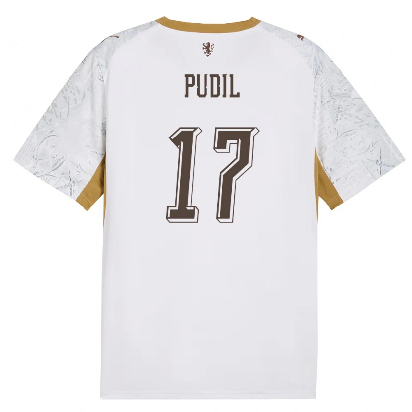 Danxen Niño Camiseta Chequia Milos Pudil #17 Marfil Oro Gris 2ª Equipación 26-28 La Camisa