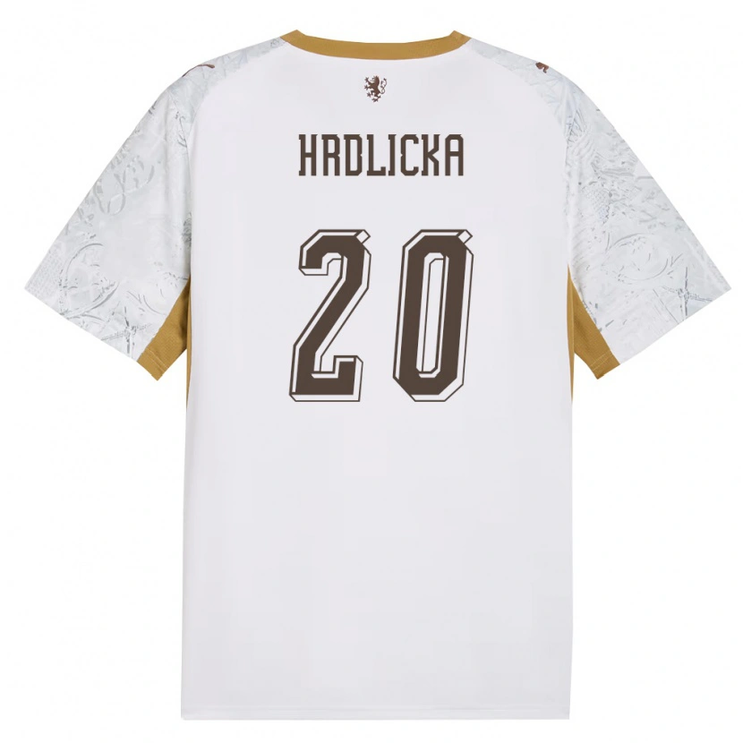 Danxen Niño Camiseta Chequia Lukas Hrdlicka #20 Marfil Oro Gris 2ª Equipación 26-28 La Camisa