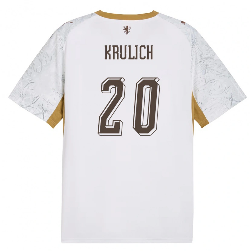 Danxen Niño Camiseta Chequia Matous Krulich #20 Marfil Oro Gris 2ª Equipación 26-28 La Camisa