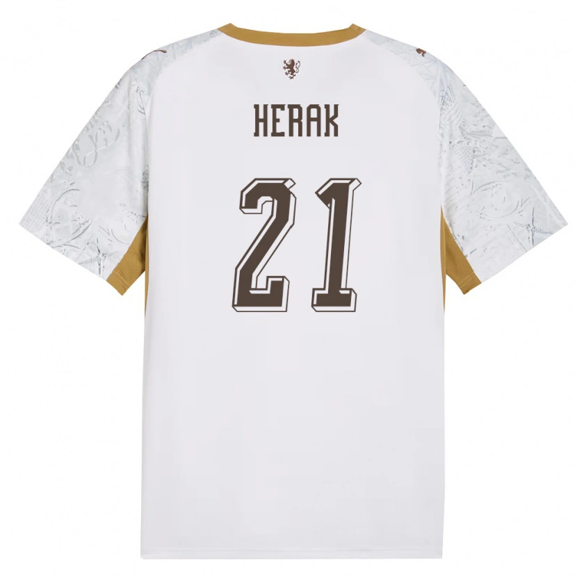 Danxen Niño Camiseta Chequia Frantisek Herak #21 Marfil Oro Gris 2ª Equipación 26-28 La Camisa