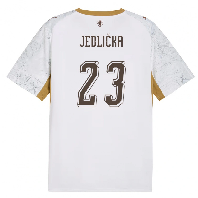 Danxen Niño Camiseta Chequia Martin Jedlicka #23 Marfil Oro Gris 2ª Equipación 26-28 La Camisa
