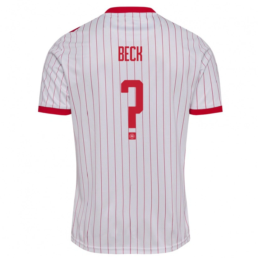Danxen Niño Camiseta Dinamarca Julius Beck #0 Blanco Rojo 2ª Equipación 26-28 La Camisa