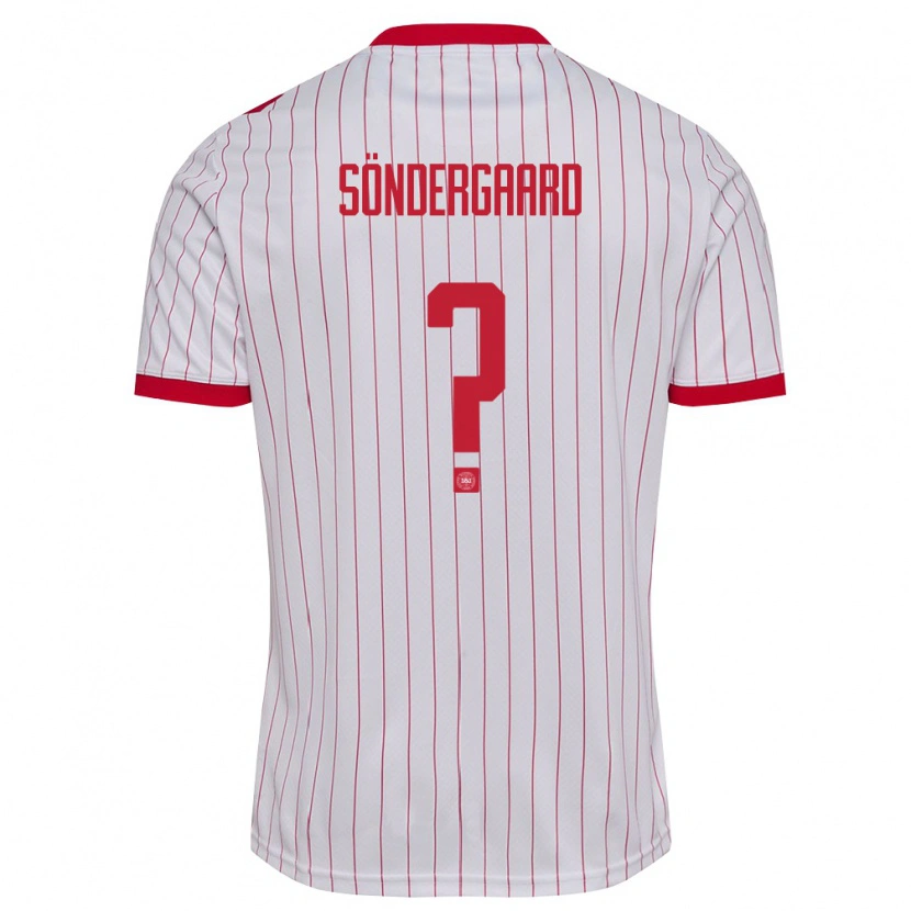 Danxen Niño Camiseta Dinamarca Philip Søndergaard #0 Blanco Rojo 2ª Equipación 26-28 La Camisa