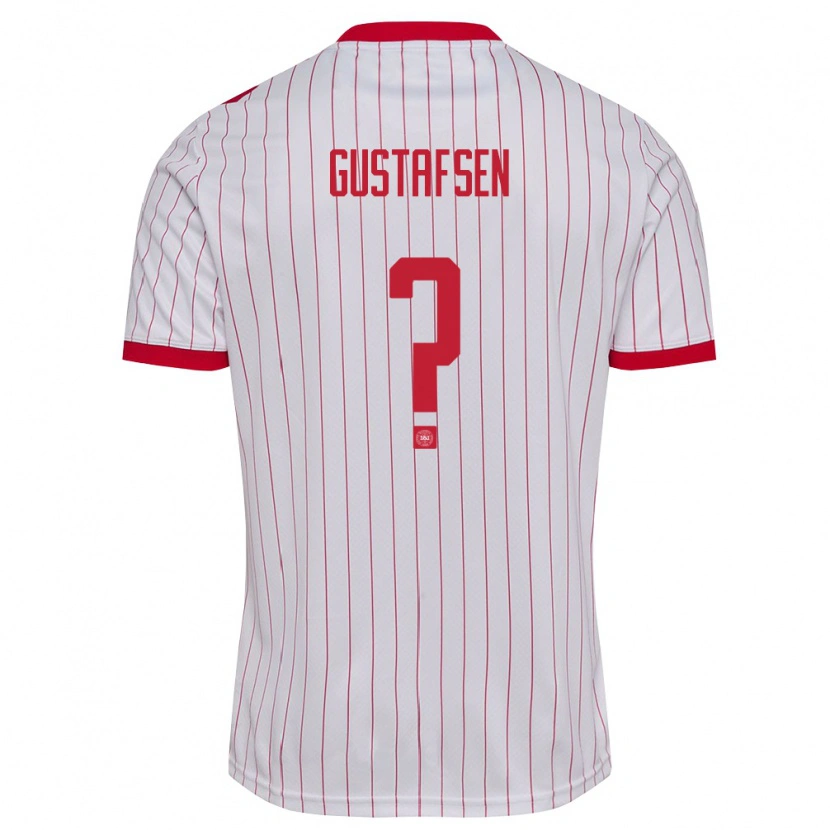 Danxen Niño Camiseta Dinamarca Victor Gustafsen #0 Blanco Rojo 2ª Equipación 26-28 La Camisa