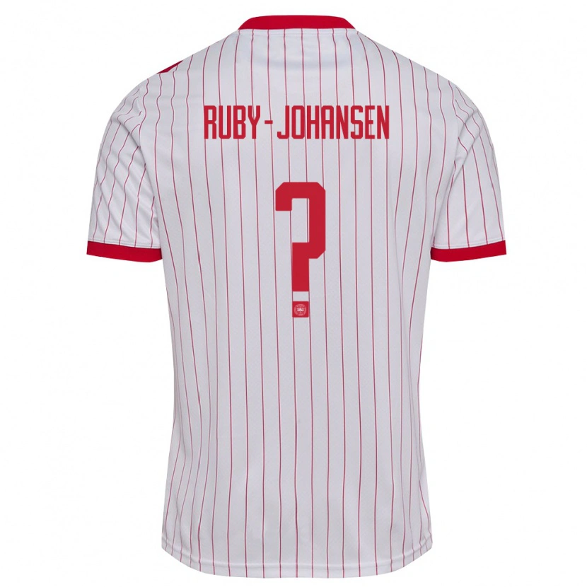 Danxen Niño Camiseta Dinamarca Gustav Ruby-Johansen #0 Blanco Rojo 2ª Equipación 26-28 La Camisa