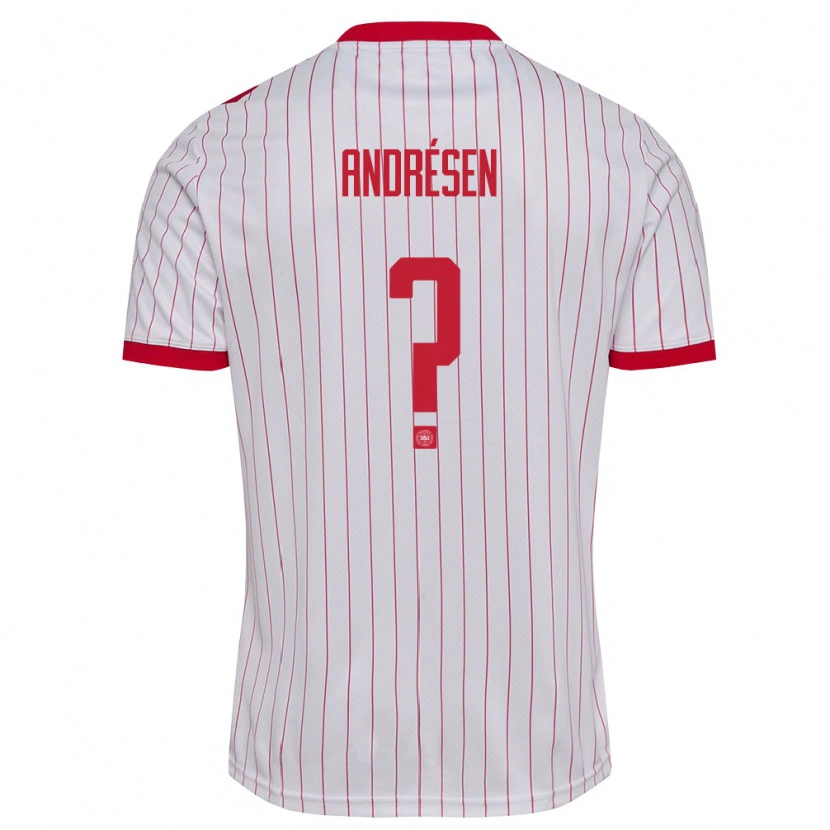 Danxen Niño Camiseta Dinamarca Aske Andrésen #0 Blanco Rojo 2ª Equipación 26-28 La Camisa