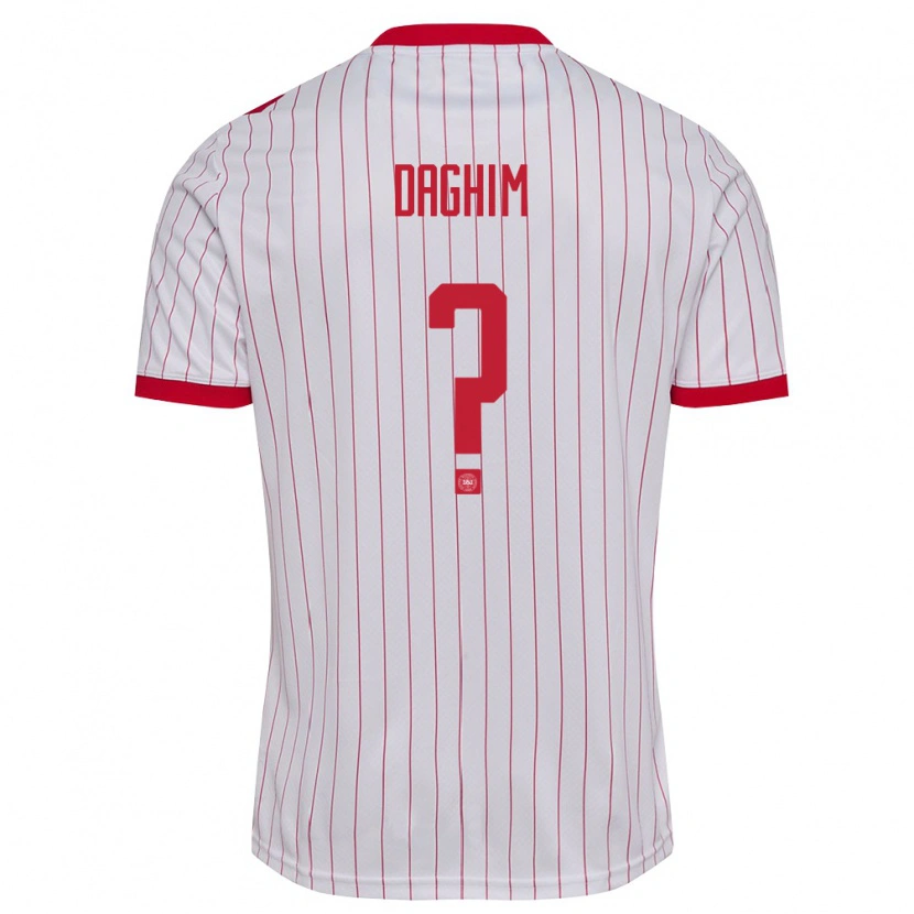 Danxen Niño Camiseta Dinamarca Adam Daghim #0 Blanco Rojo 2ª Equipación 26-28 La Camisa