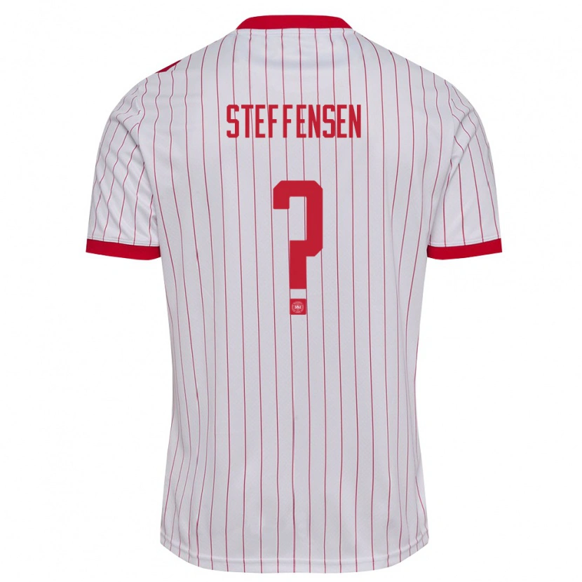 Danxen Niño Camiseta Dinamarca Mark Steffensen #0 Blanco Rojo 2ª Equipación 26-28 La Camisa