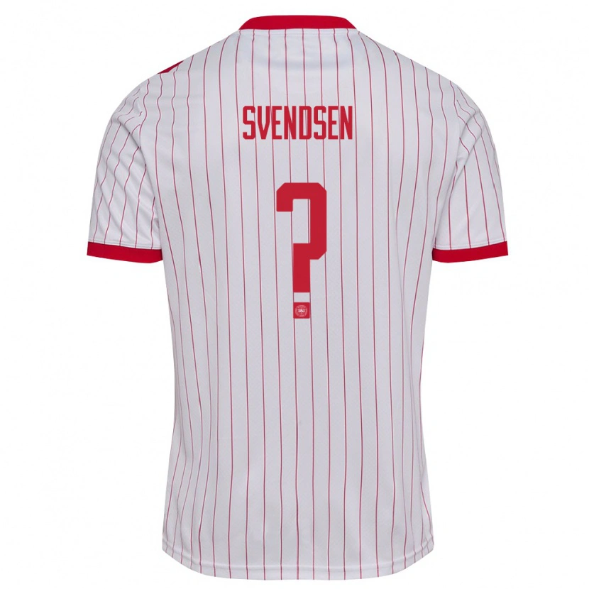 Danxen Niño Camiseta Dinamarca Tjalfe Svendsen #0 Blanco Rojo 2ª Equipación 26-28 La Camisa