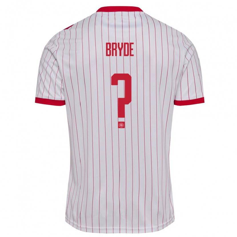 Danxen Niño Camiseta Dinamarca Lucas Bryde #0 Blanco Rojo 2ª Equipación 26-28 La Camisa