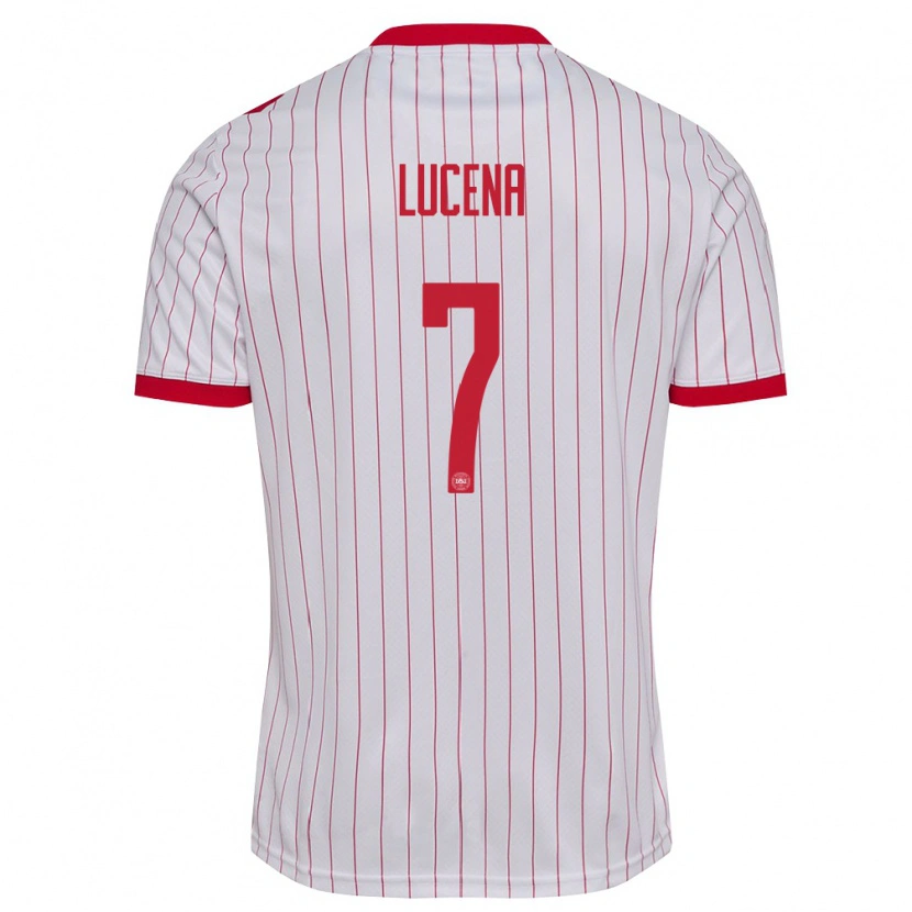 Danxen Niño Camiseta Dinamarca Julius Lucena #7 Blanco Rojo 2ª Equipación 26-28 La Camisa
