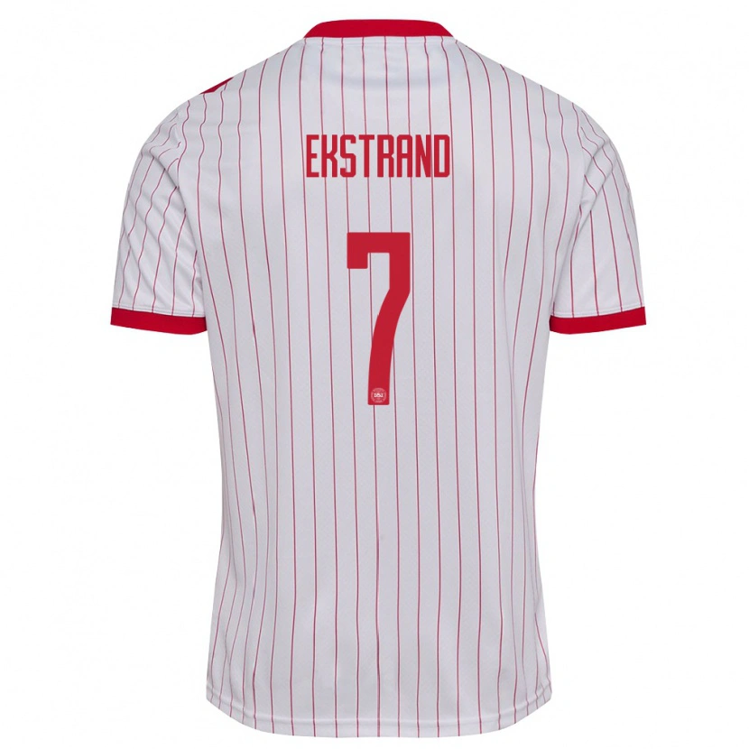 Danxen Niño Camiseta Dinamarca Tobias Ekstrand #7 Blanco Rojo 2ª Equipación 26-28 La Camisa