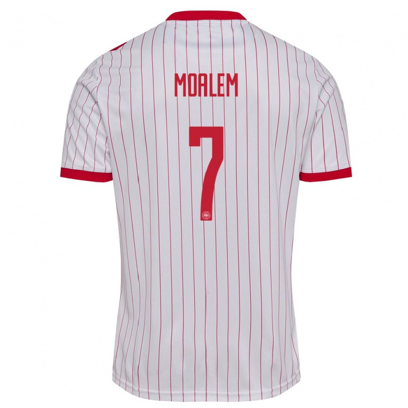 Danxen Niño Camiseta Dinamarca Jonathan Moalem #7 Blanco Rojo 2ª Equipación 26-28 La Camisa