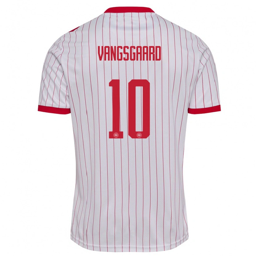 Danxen Niño Camiseta Dinamarca Amalie Vangsgaard #10 Blanco Rojo 2ª Equipación 26-28 La Camisa