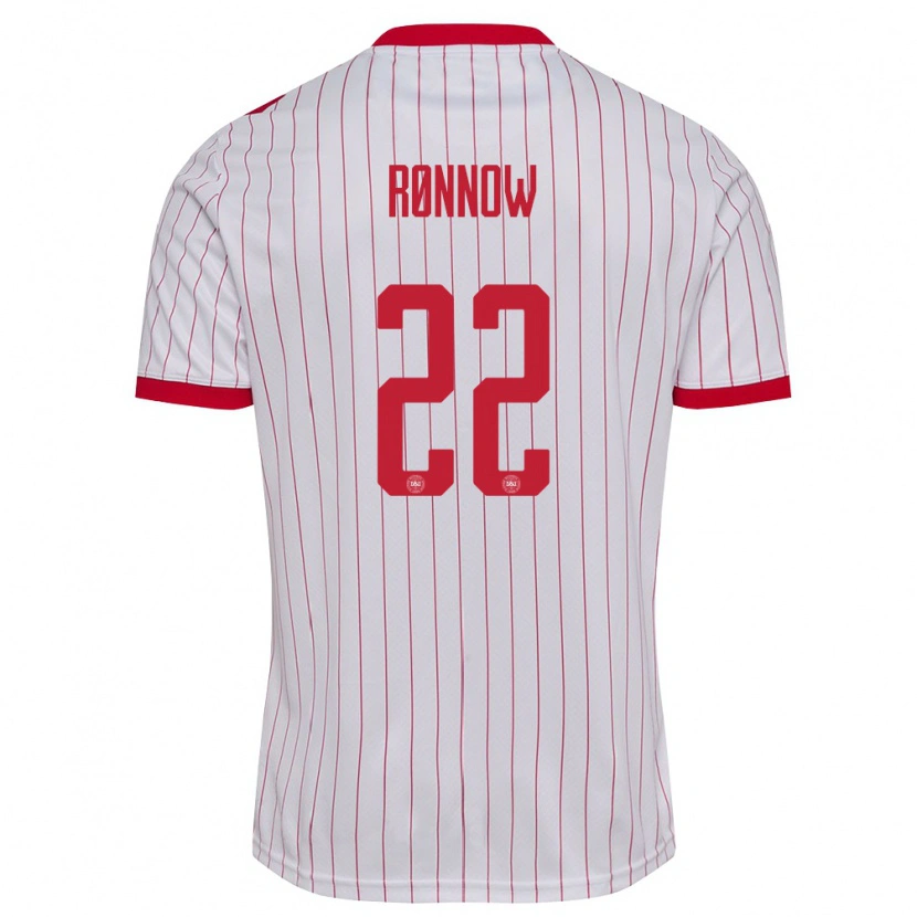 Danxen Niño Camiseta Dinamarca Frederik Rönnow #22 Blanco Rojo 2ª Equipación 26-28 La Camisa