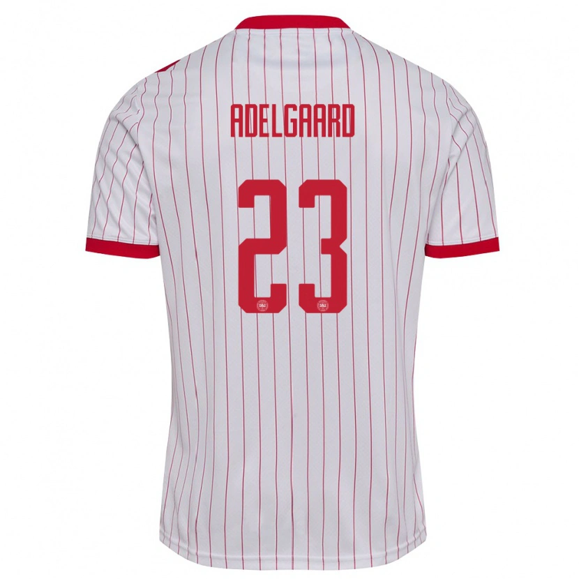 Danxen Niño Camiseta Dinamarca Aske Adelgaard #23 Blanco Rojo 2ª Equipación 26-28 La Camisa