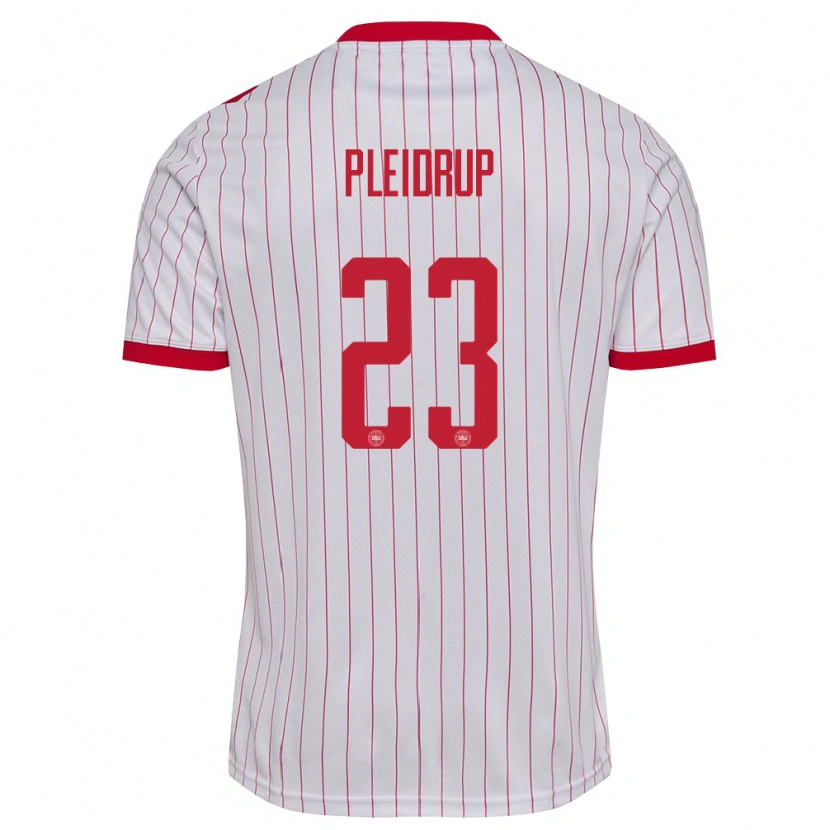 Danxen Niño Camiseta Dinamarca Caroline Pleidrup #23 Blanco Rojo 2ª Equipación 26-28 La Camisa