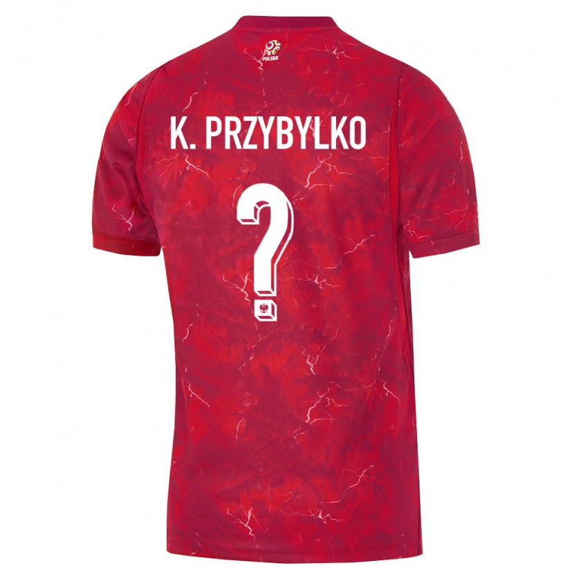 Danxen Niño Camiseta Polonia Kacper Przybyłko #0 Rojo Blanco 2ª Equipación 26-28 La Camisa