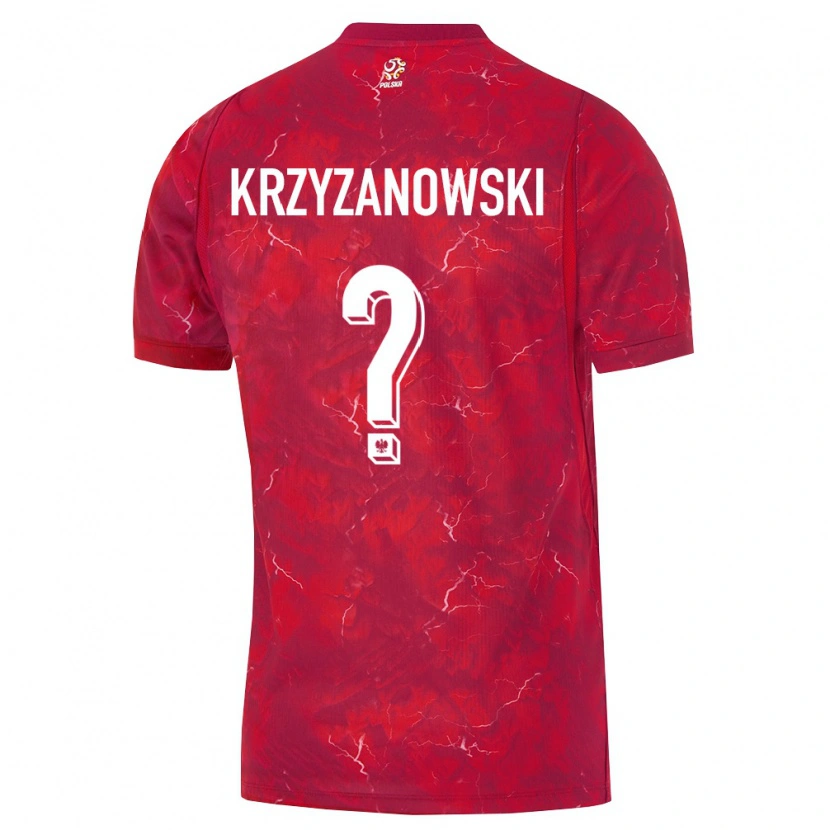 Danxen Niño Camiseta Polonia Jakub Krzyżanowski #0 Rojo Blanco 2ª Equipación 26-28 La Camisa
