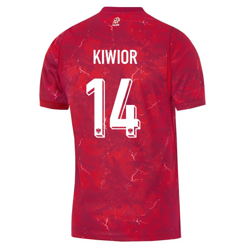 Danxen Niño Camiseta Polonia Jakub Kiwior #14 Rojo Blanco 2ª Equipación 26-28 La Camisa