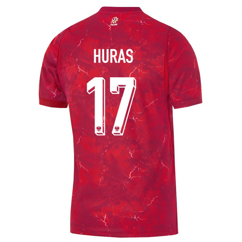 Danxen Niño Camiseta Polonia Mike Huras #17 Rojo Blanco 2ª Equipación 26-28 La Camisa