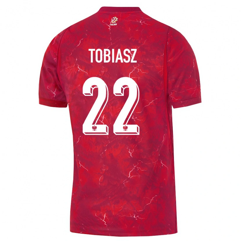 Danxen Niño Camiseta Polonia Kacper Tobiasz #22 Rojo Blanco 2ª Equipación 26-28 La Camisa