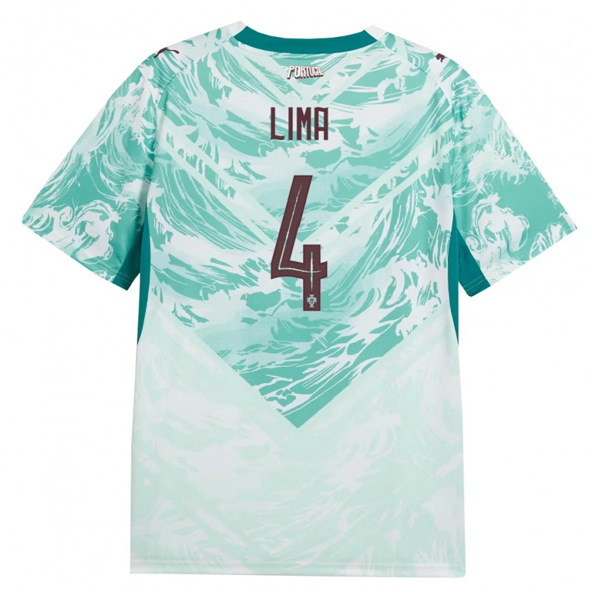 Danxen Niño Camiseta Portugal Bernardo Lima #4 Azul Cielo Blanco Verde 2ª Equipación 26-28 La Camisa