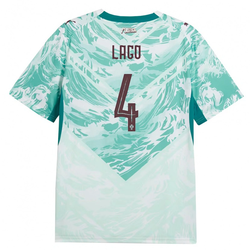 Danxen Niño Camiseta Portugal Duarte Lago #4 Azul Cielo Blanco Verde 2ª Equipación 26-28 La Camisa