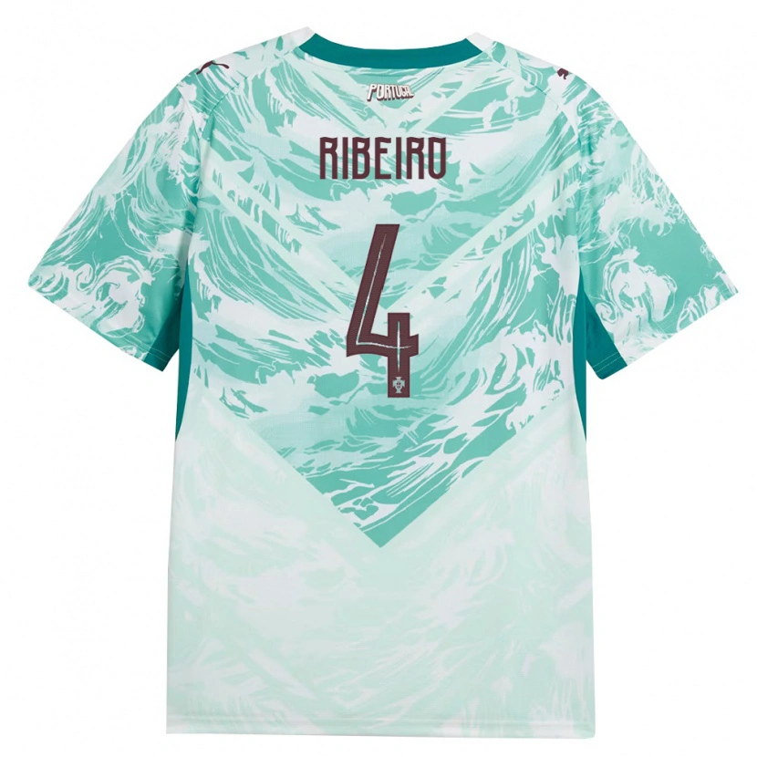 Danxen Niño Camiseta Portugal Ricardo Ribeiro #4 Azul Cielo Blanco Verde 2ª Equipación 26-28 La Camisa